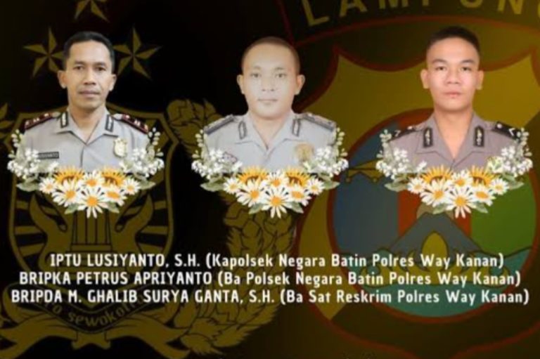 Tiga Anggota Polisi Tewas Tertembak Saat Gerebek Judi Sabung Ayam di Way Kanan